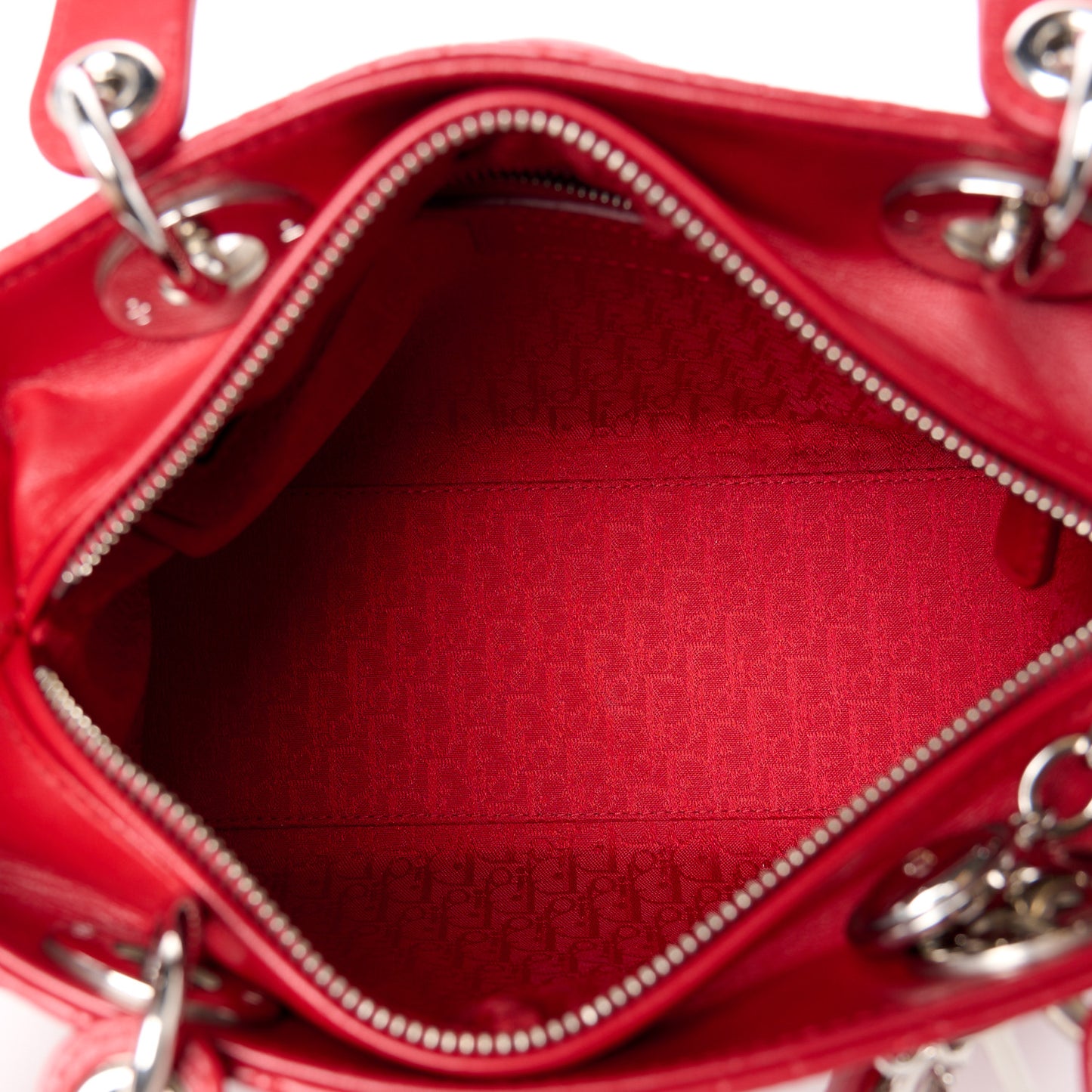 Lambskin Cannage Medium Lady Dior Red