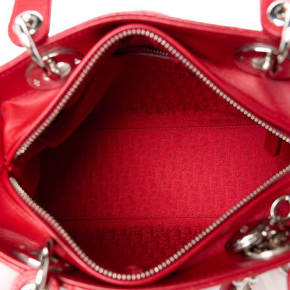 Christian Dior Lambskin Cannage Medium Lady Dior Red 5 of 10