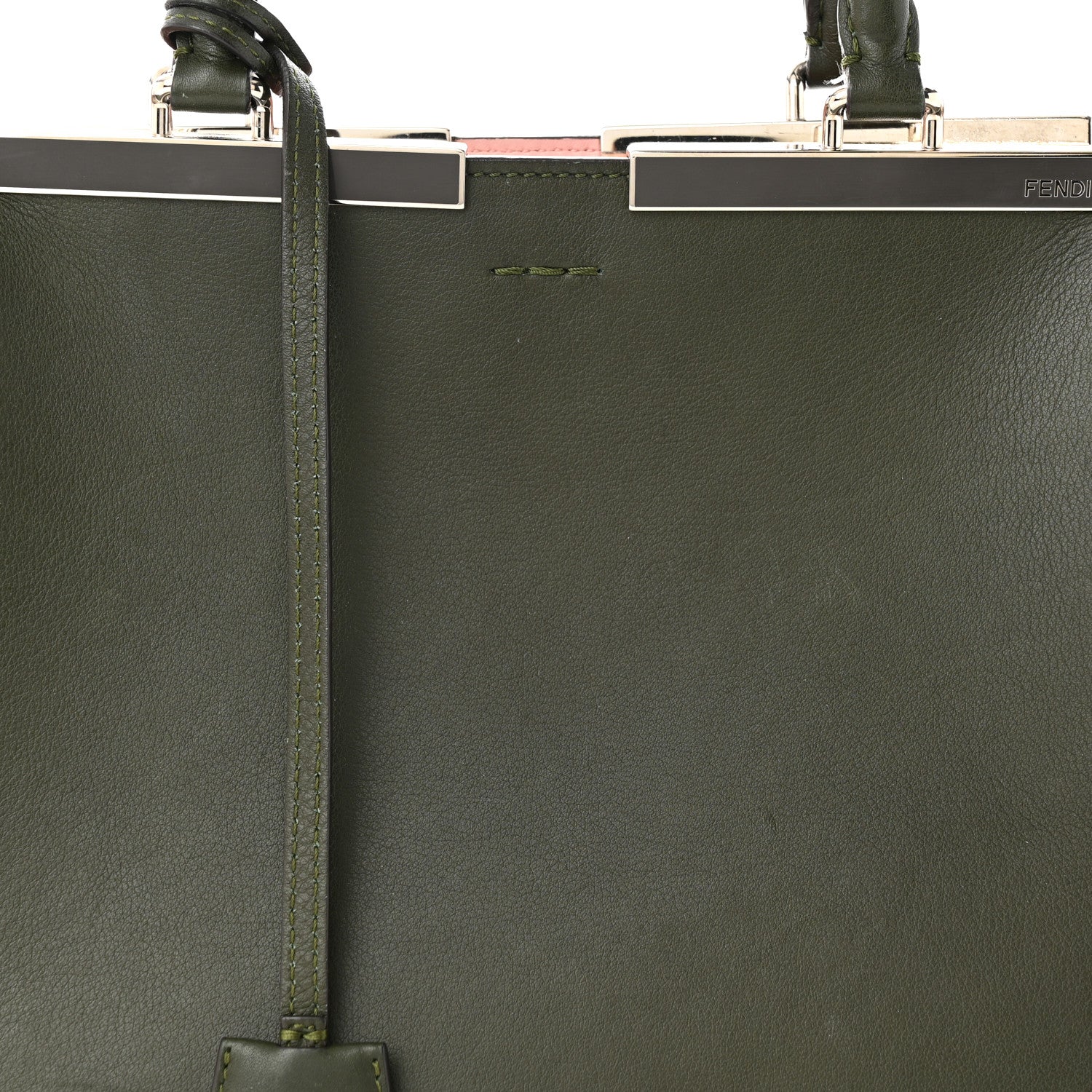 Fendi Vitello Dolce Marmol Shiny Nappa Petite 3Jours Tote Verde Prato 8 of 17