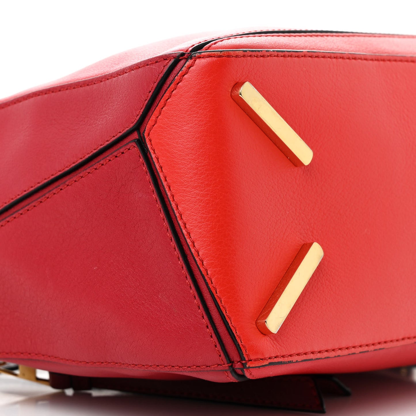 Calfskin Colorblock Small Puzzle Bag Red