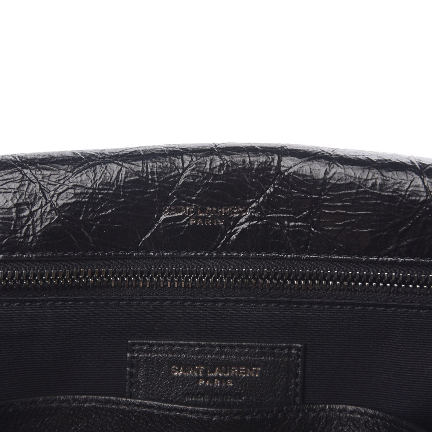 Crinkled Calfskin Matelasse Monogram Medium Niki Chain Satchel Black