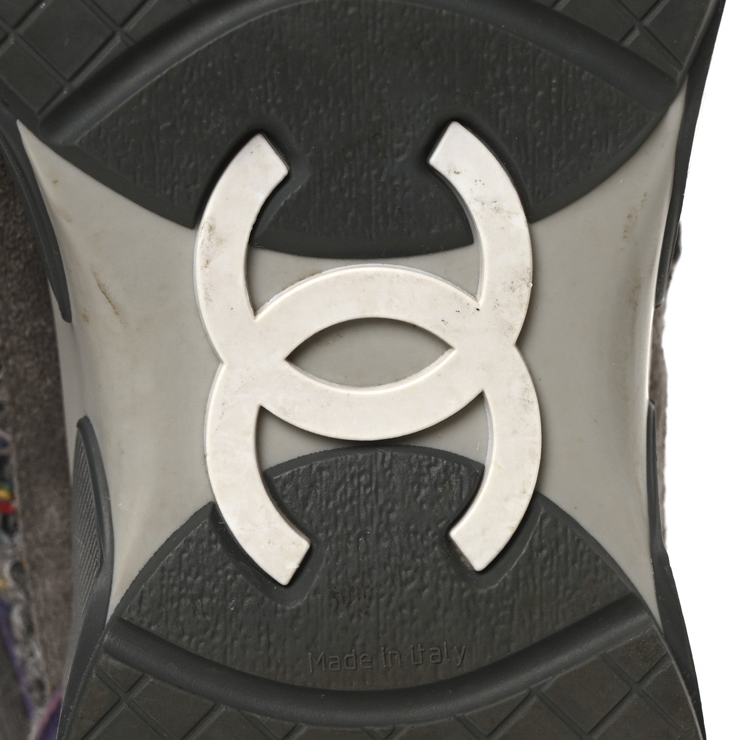 Chanel Suede Tweed Goatskin CC Sneakers 40 Grey Purple 7 of 9