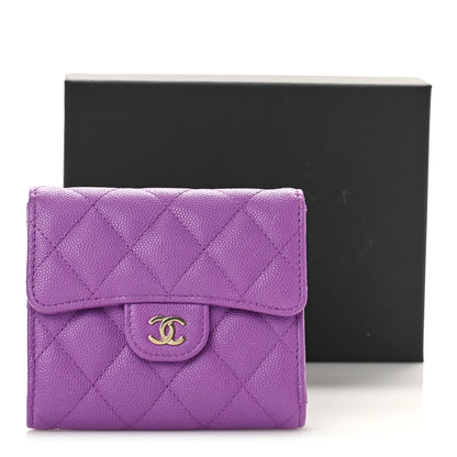 Chanel Caviar Quilted Compact Flap Wallet Purple 11 of 11