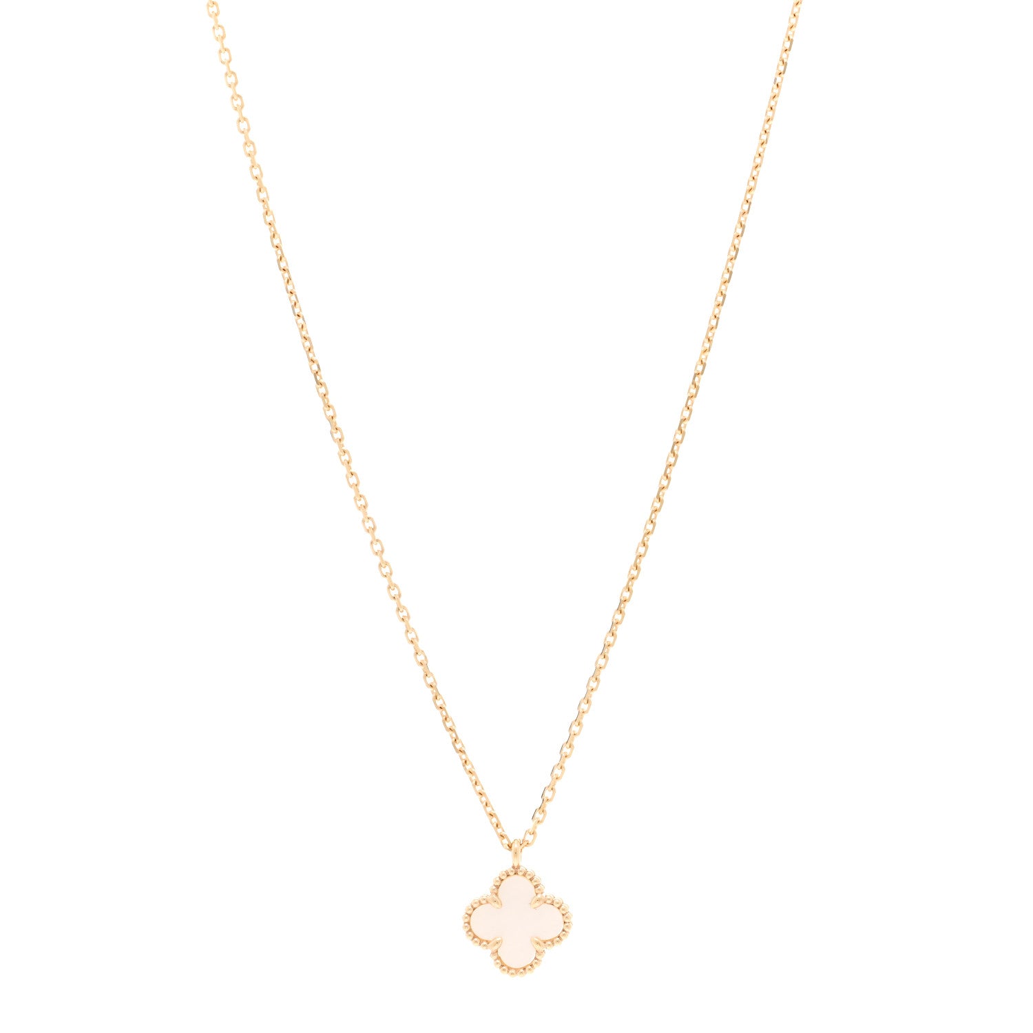 Van Cleef & Arpels 18K Yellow Gold Mother of Pearl Sweet Alhambra Pendant Necklace 1 of 5