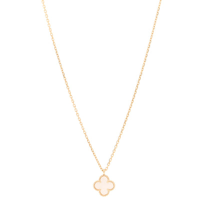 Van Cleef & Arpels 18K Yellow Gold Mother of Pearl Sweet Alhambra Pendant Necklace 1 of 5