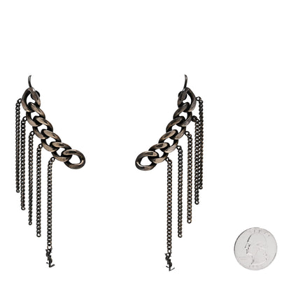 Saint Laurent Metal Cascade Chain Ear Climber Earrings Silver 2 of 4