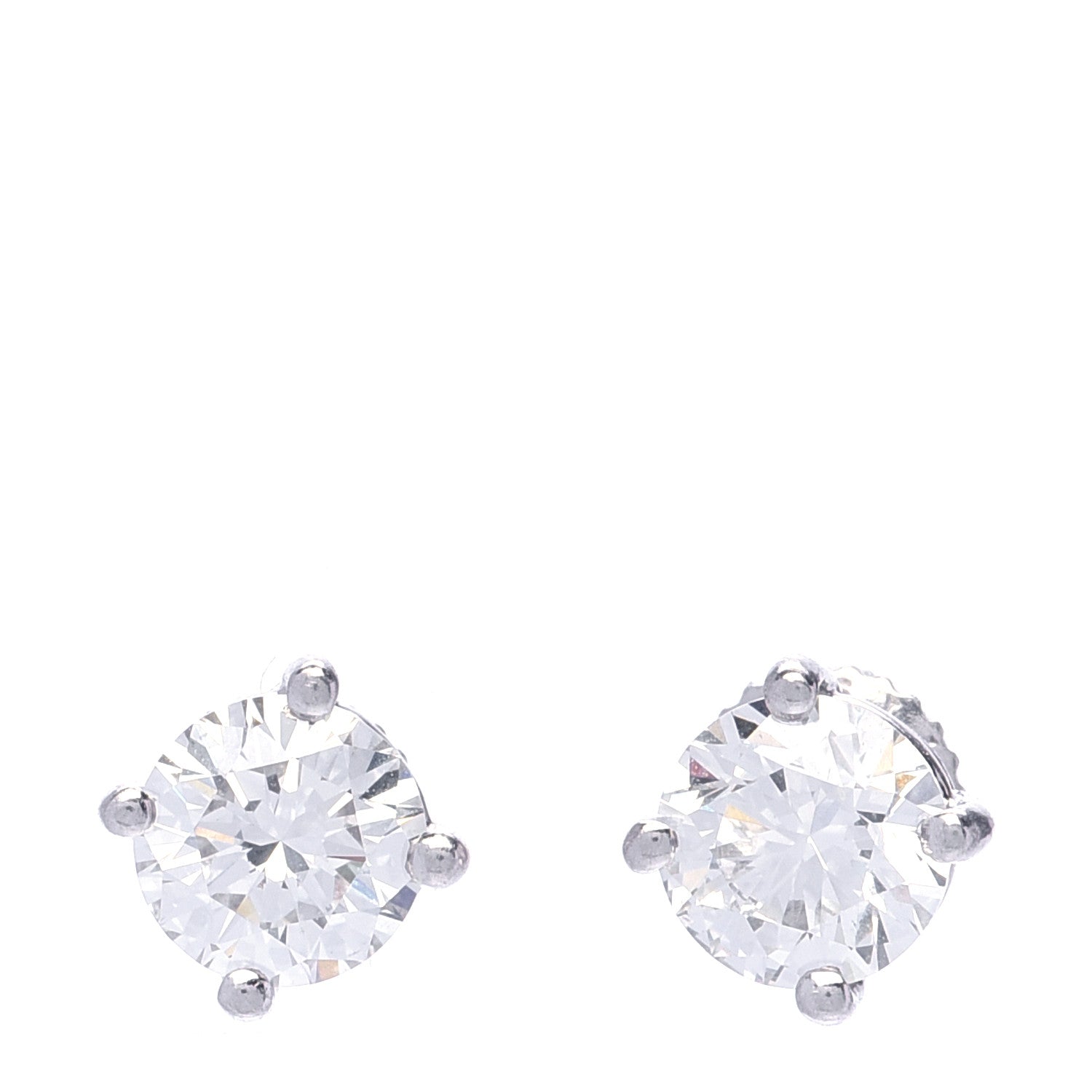 Tiffany Platinum Diamond 1.58ctw Solitaire Earrings 1 of 6