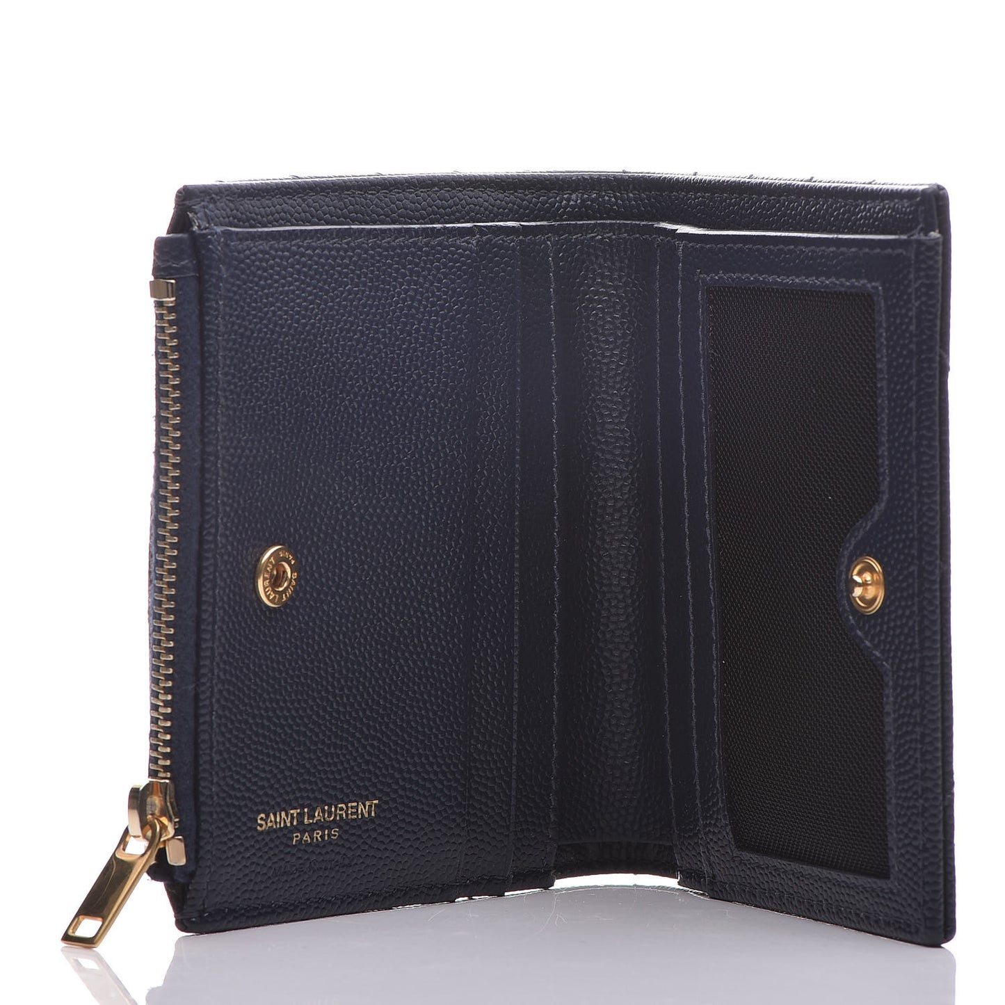 Grain De Poudre Matelasse Chevron Monogram Zipped Card Case Navy