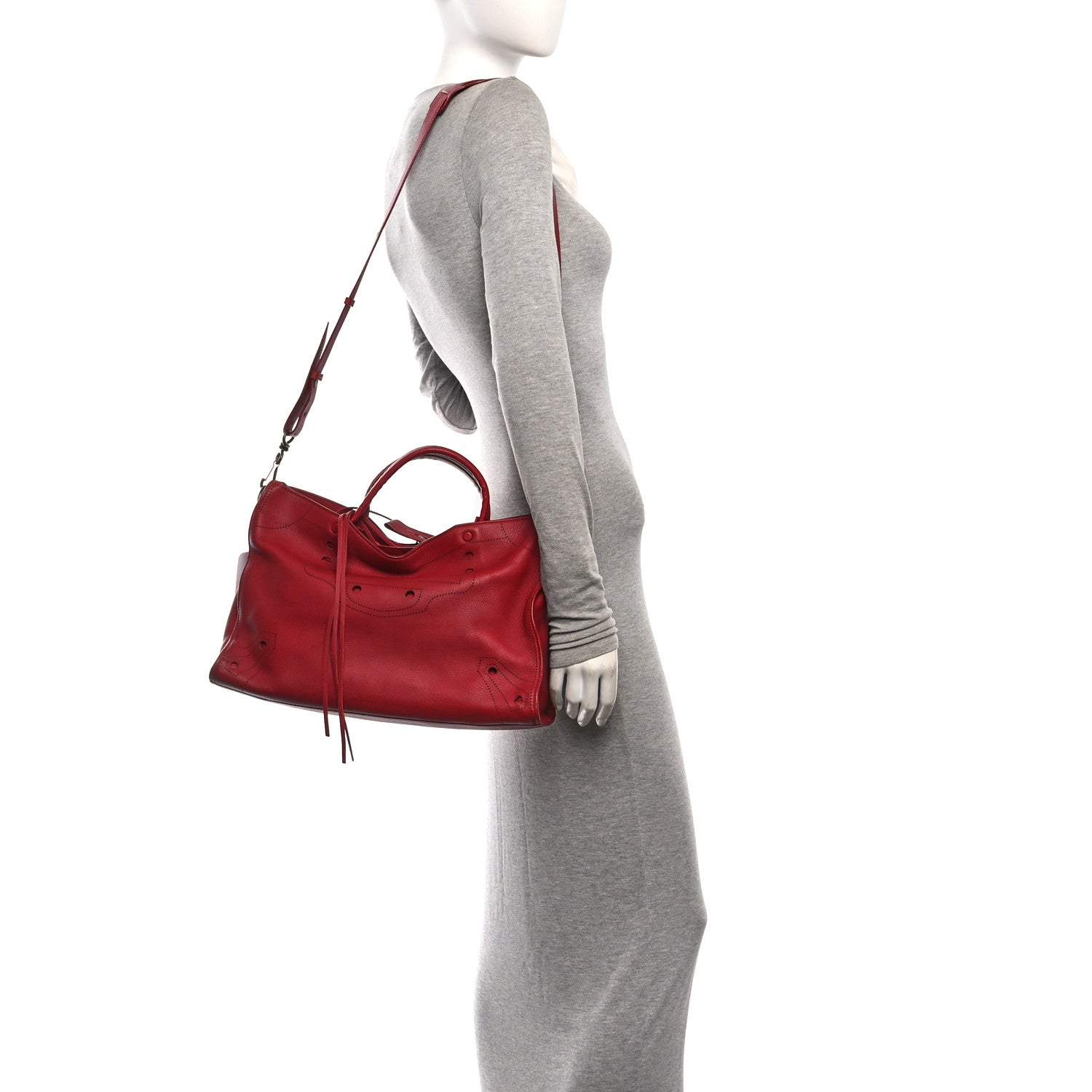 Balenciaga Veau Soyeux Perforated Blackout City Rouge Groseille 2 of 10