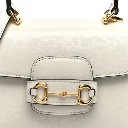 Gucci Glazed Textured Calfskin Mini Horsebit 1955 Top Handle Flap Bag Mystic White 7 of 9