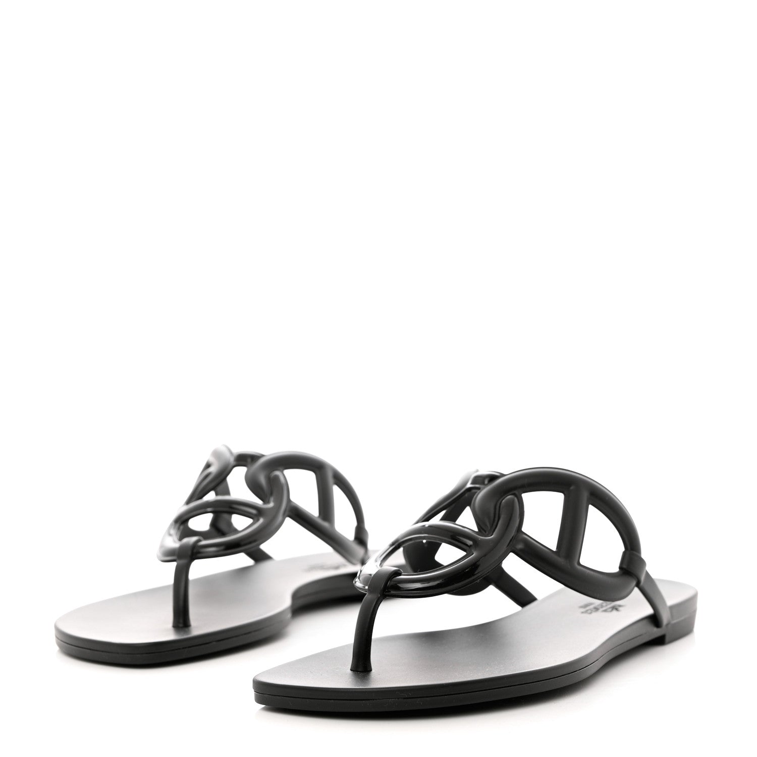Hermes Rubber Womens Egerie Sandals 38 Black 3 of 9