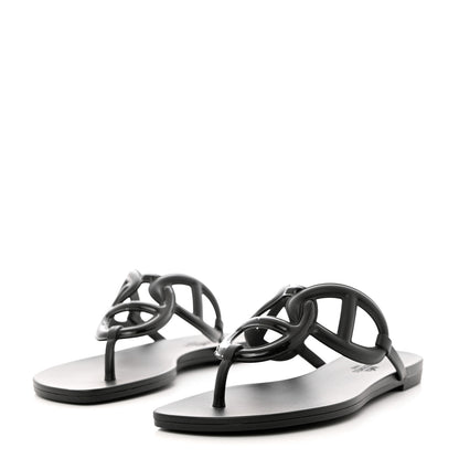 Hermes Rubber Womens Egerie Sandals 38 Black 3 of 9