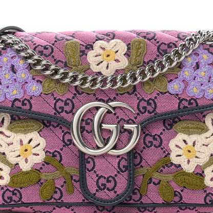 Gucci Monogram Multicolor Matelasse Diagonal Floral Embroidered Small GG Marmont Shoulder Bag Pink Blue Ivory Green Lilac 8 of 11