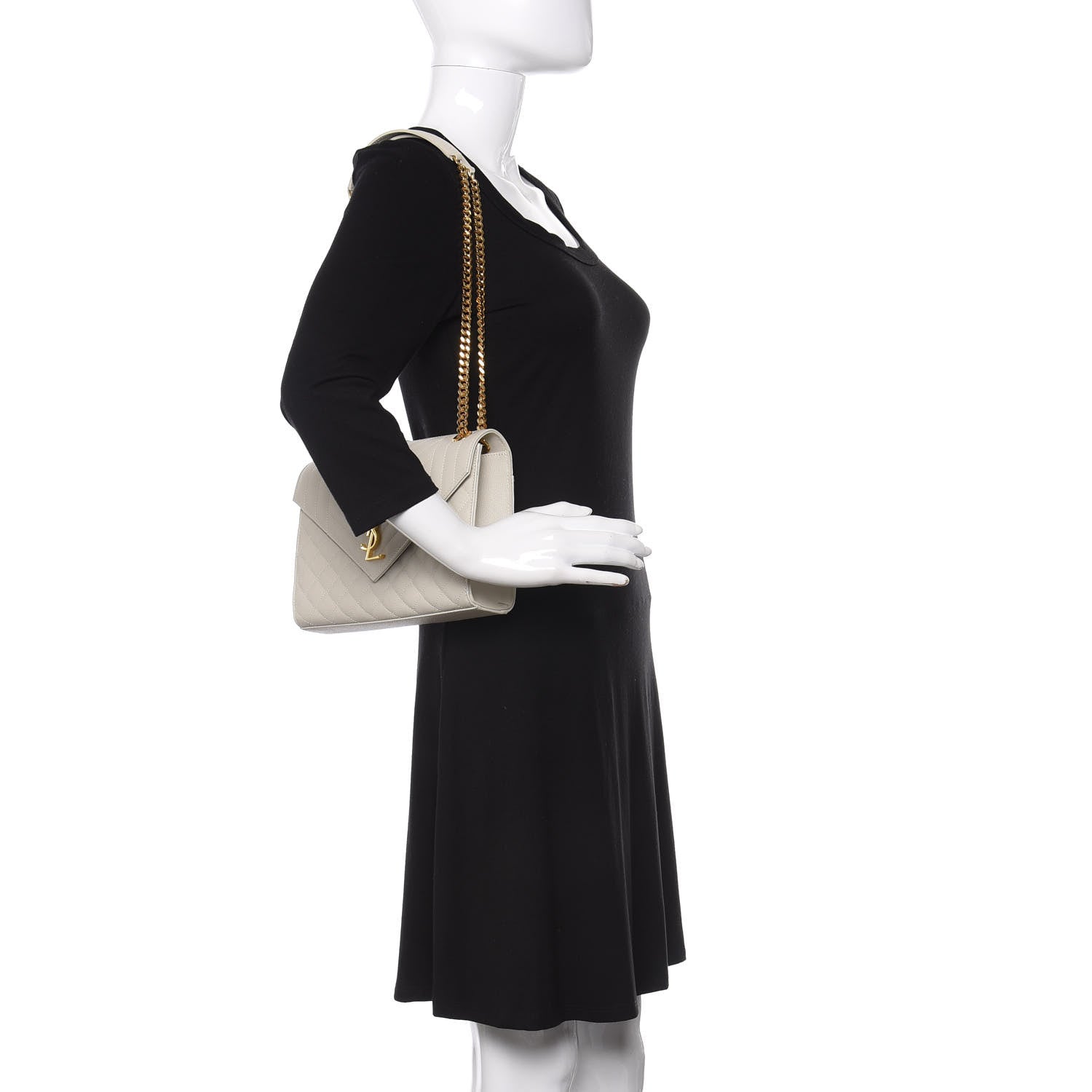 Saint Laurent Grain De Poudre Textured Mixed Matelasse Medium Triquilt Monogram Satchel Porcellana 2 of 10