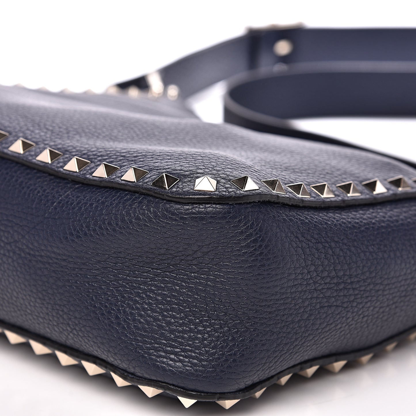 Pebbled Calfskin Small Rockstud Flip-Lock Messenger Bag Marine