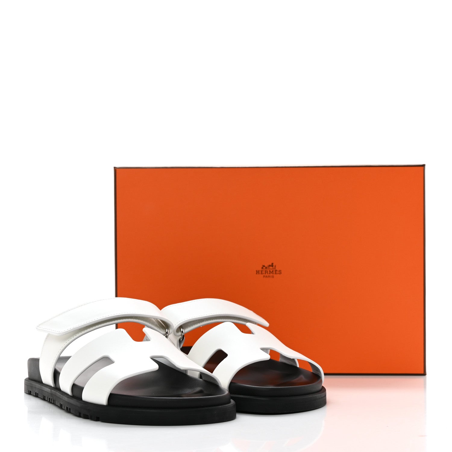 Hermes Calfskin Womens Chypre Sandals 37.5 White 10 of 10