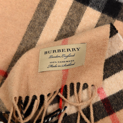 Burberry Cashmere Classic Check Fringe Scarf Camel 3 of 4