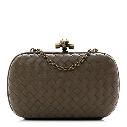 Bottega Veneta Nappa Intrecciato Chain Knot Clutch New Steel 1 of 6
