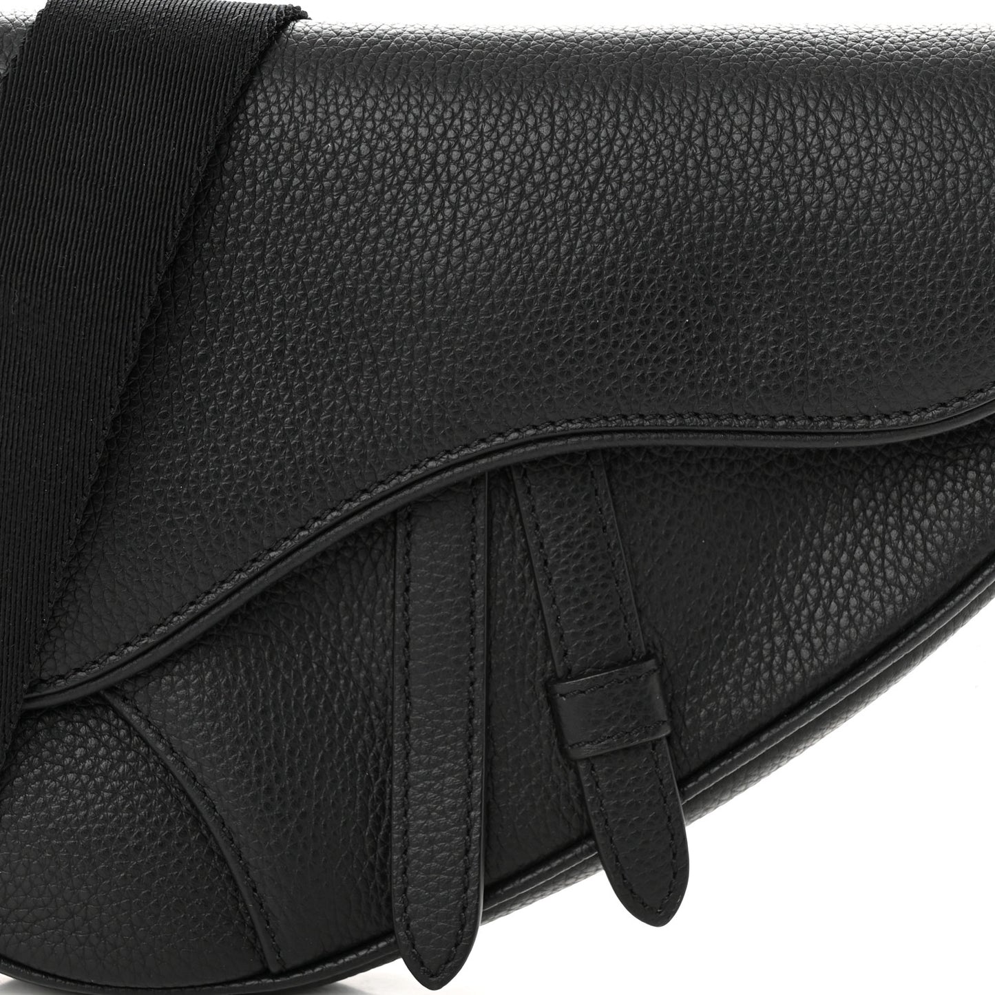 Grained Calfskin Mens Mini Saddle Bag Black