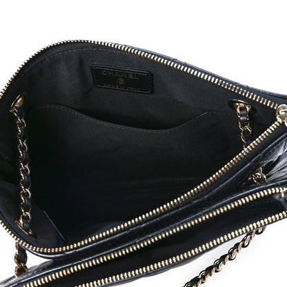 Chanel Shiny Lambskin Quilted Medium Double Case With Strap Black 5 of 12