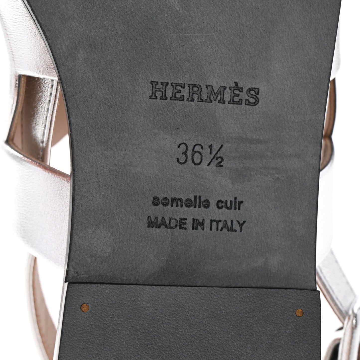 Metallic Nappa Chevre Velours Womens Grace Sandals 36.5 Gris Argente Beige
