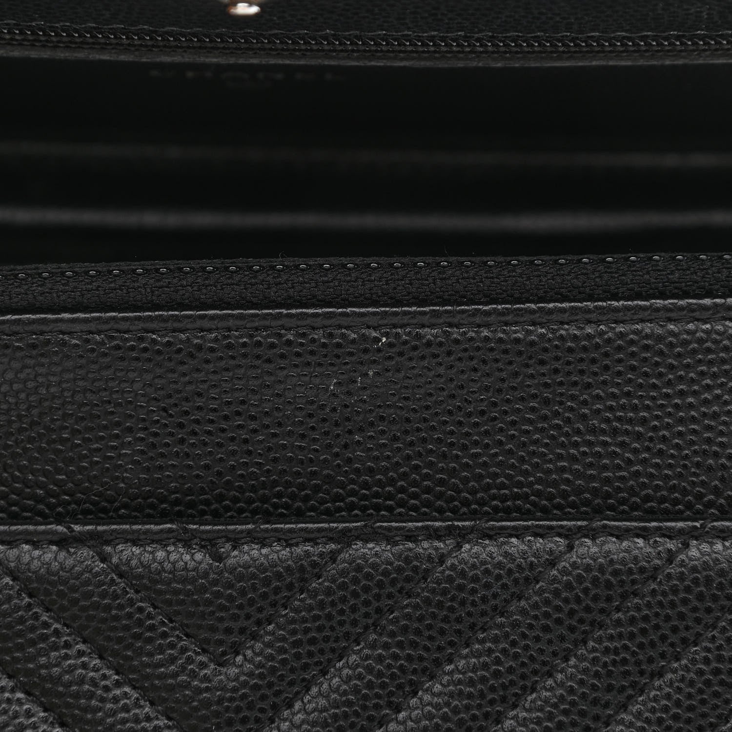 Chanel Caviar Chevron Quilted Wallet On Chain WOC Black 13 of 15