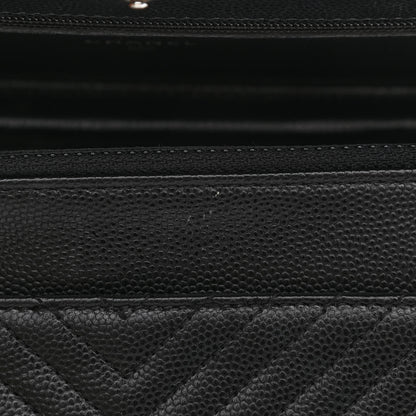 Chanel Caviar Chevron Quilted Wallet On Chain WOC Black 13 of 15