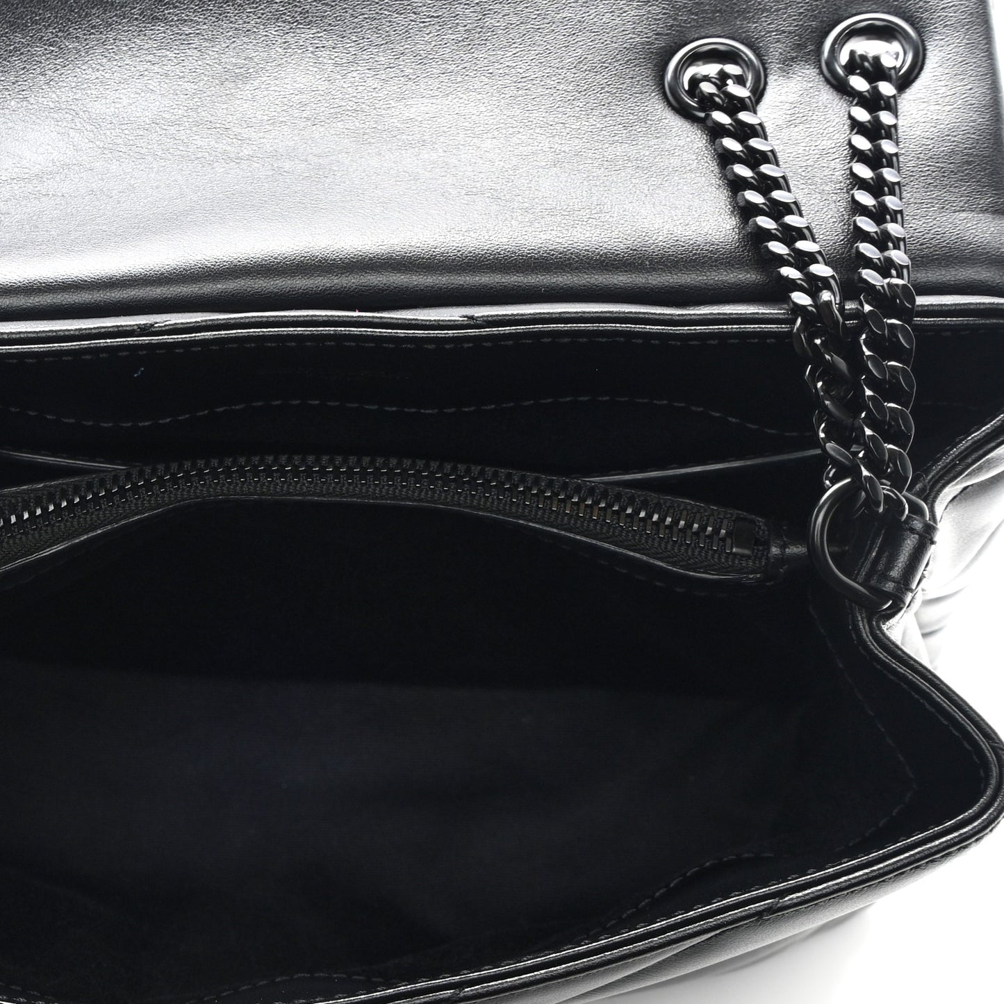 Calfskin Y Quilted Monogram Monochrome Small Loulou Chain Satchel Black