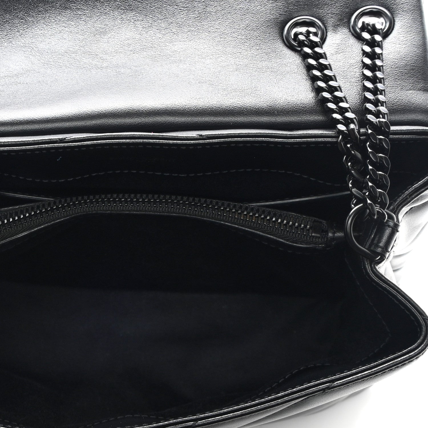 Saint Laurent Calfskin Y Quilted Monogram Monochrome Small Loulou Chain Satchel Black 5 of 11