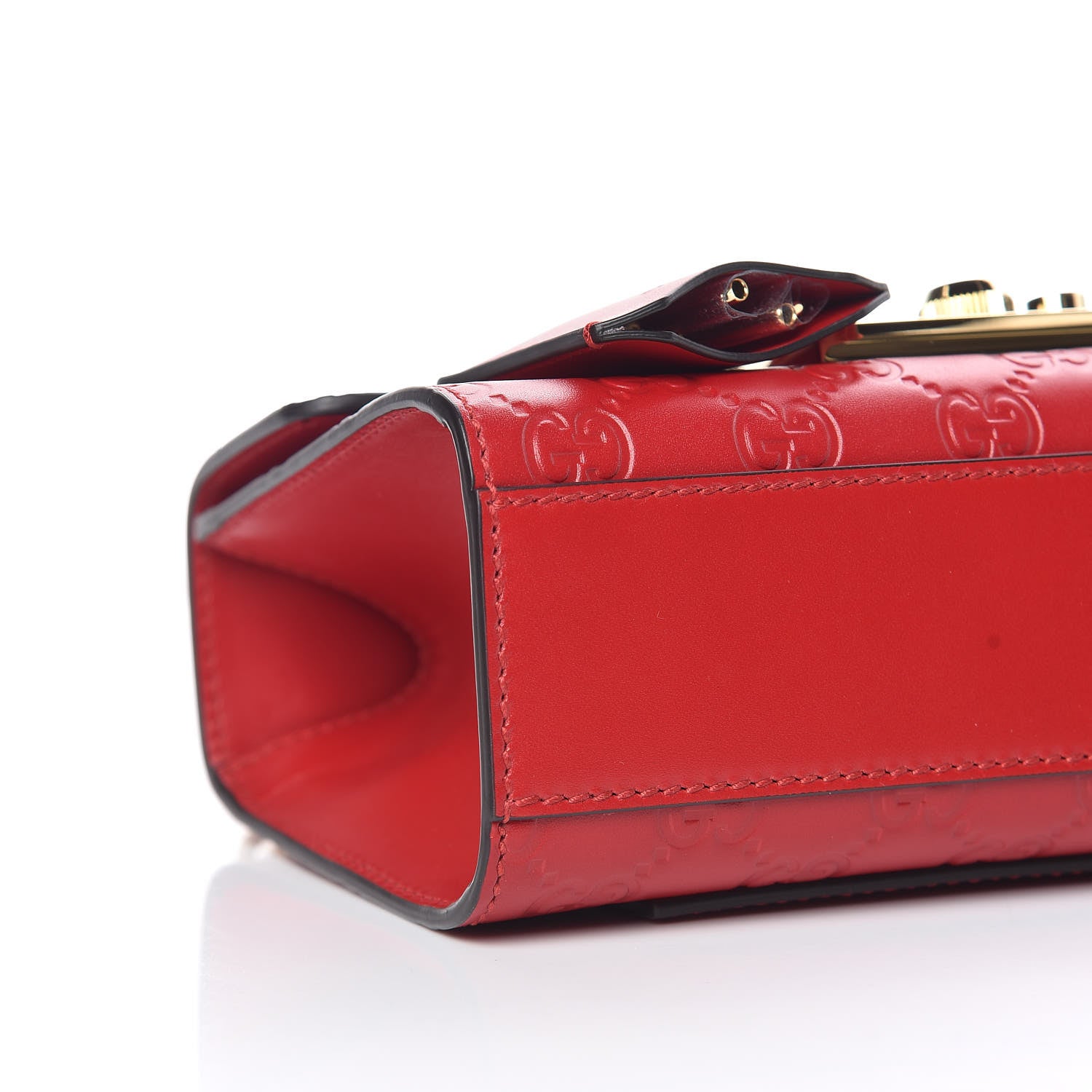 Gucci Guccissima Small Padlock Shoulder Bag Hibiscus Red 6 of 9
