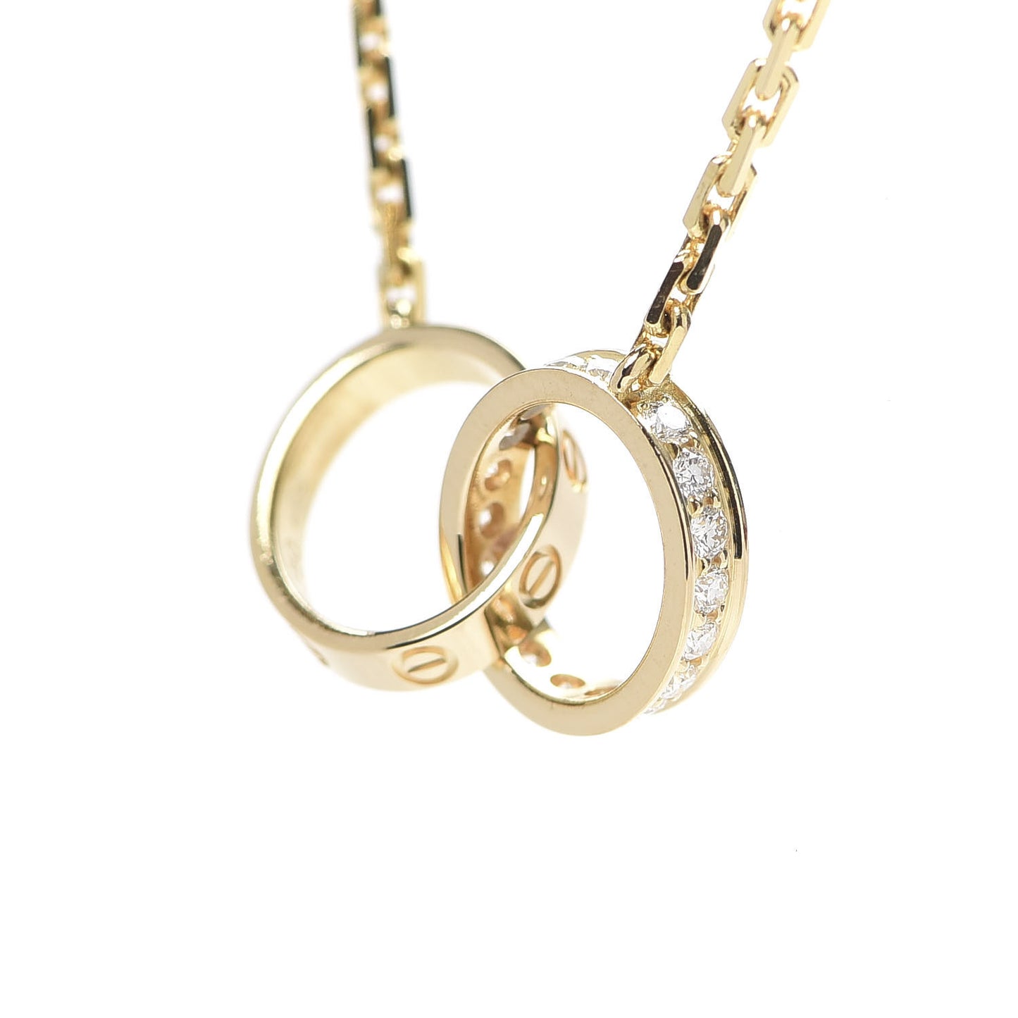 18K Yellow Gold Diamond Interlocking LOVE Necklace