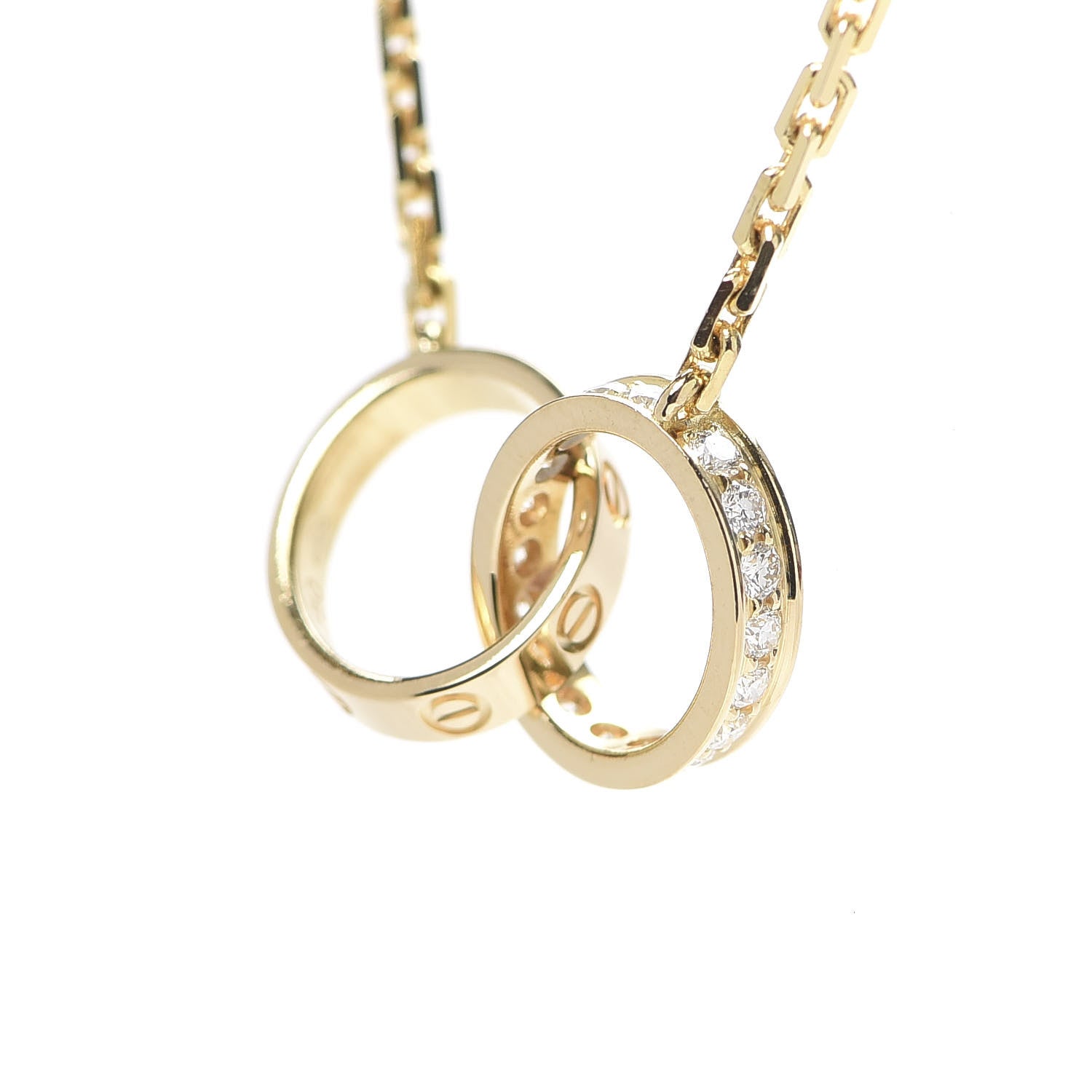 Cartier 18K Yellow Gold Diamond Interlocking LOVE Necklace 4 of 9