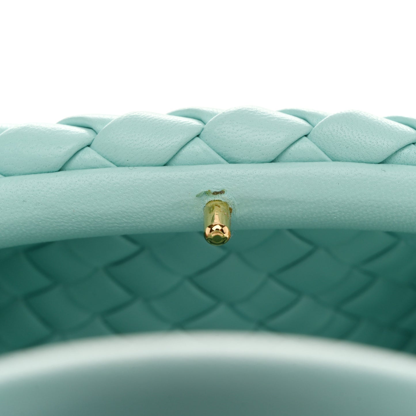 Nappa Intreccio Mini Padded Handle Bag Celadon