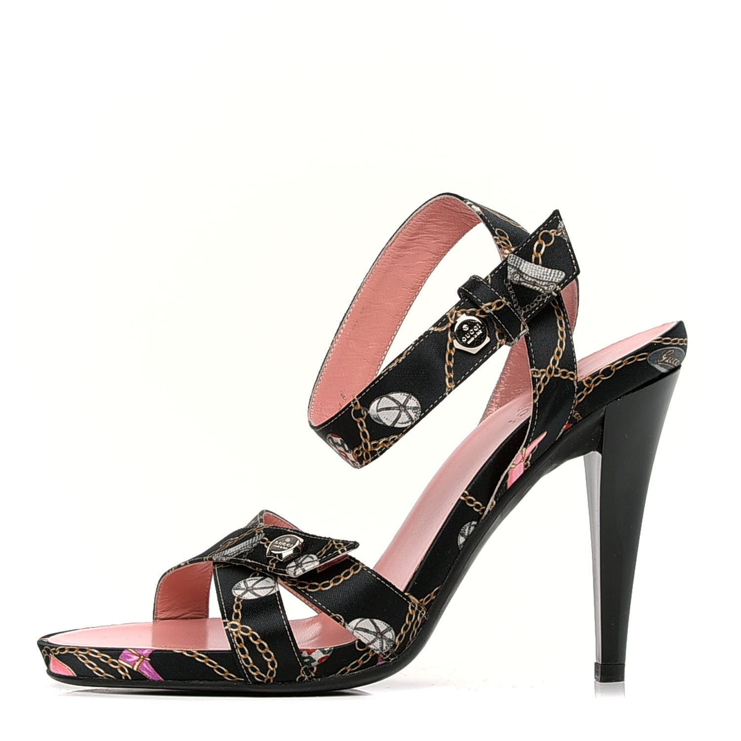 Gucci Satin Techno Charms Sandals 8 Black 1 of 6