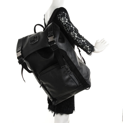 Gucci Coated Canvas Interlocking G Double Buckle Backpack Black 2 of 7