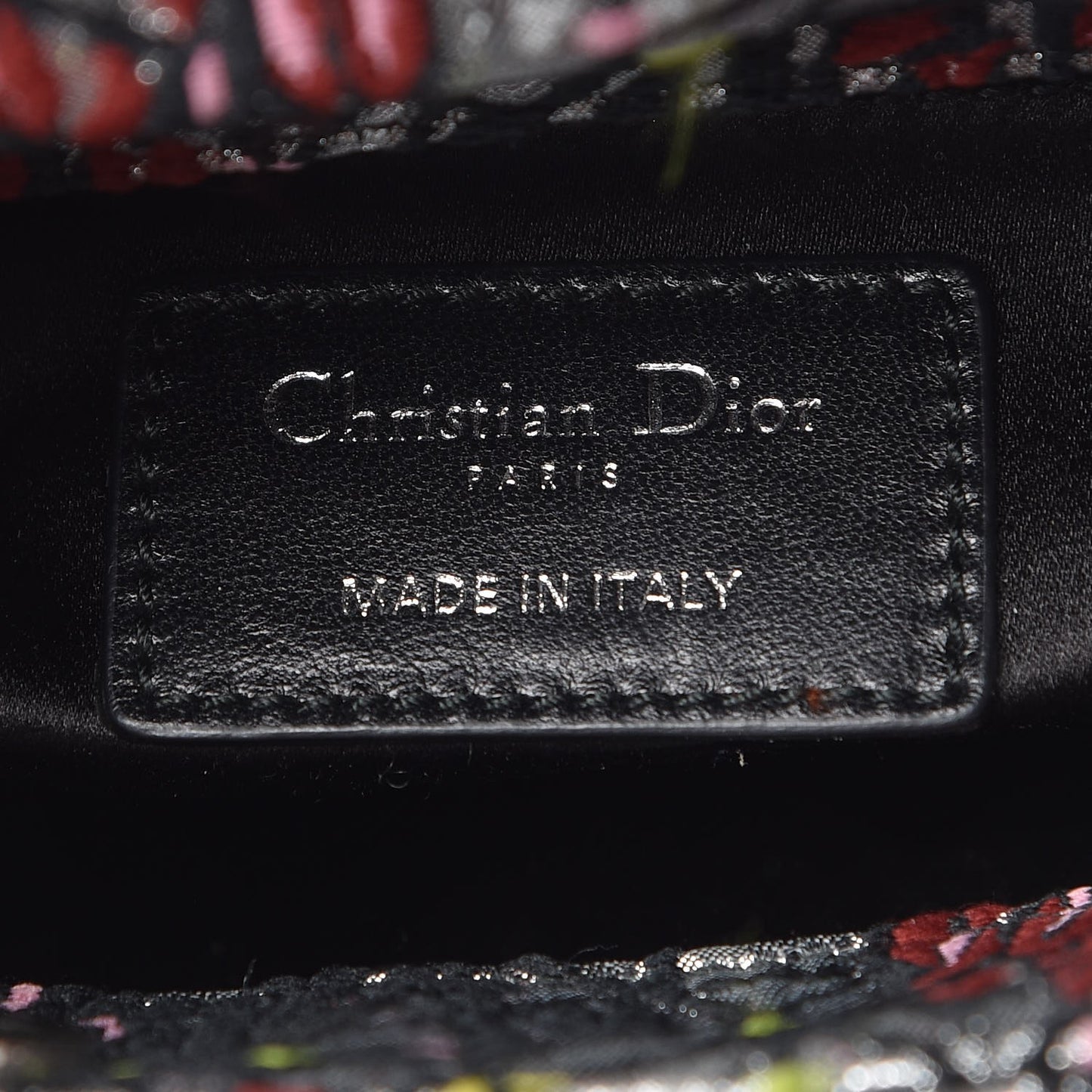 Metallic Canvas Embroidered Mini Lady Dior Argent Multicolor