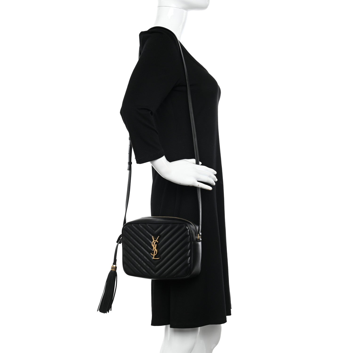 Saint Laurent Calfskin Matelasse Monogram Lou Camera Bag Black 2 of 11
