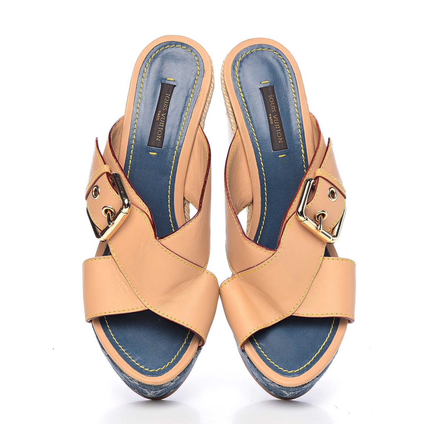 Vachetta Denim Juan Les Pins Espadrille Wedge Heels 38 Blue