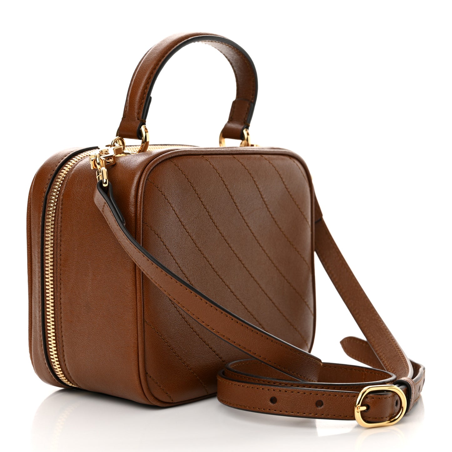 Sakai Be Green Calfskin Diagonal Stitched Blondie Top Handle Bag Cuir