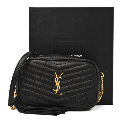 Saint Laurent Grain De Poudre Matelasse Monogram Mini Lou Camera Bag Black 10 of 10