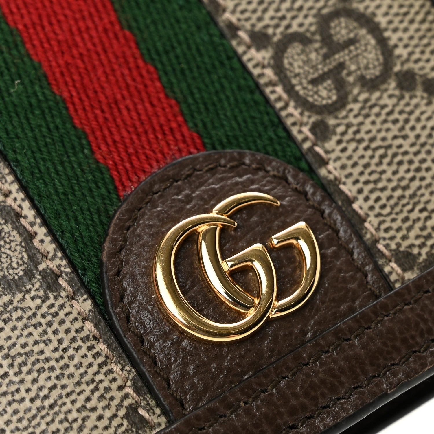 Gucci GG Supreme Monogram Web Ophidia Passport Case Beige New