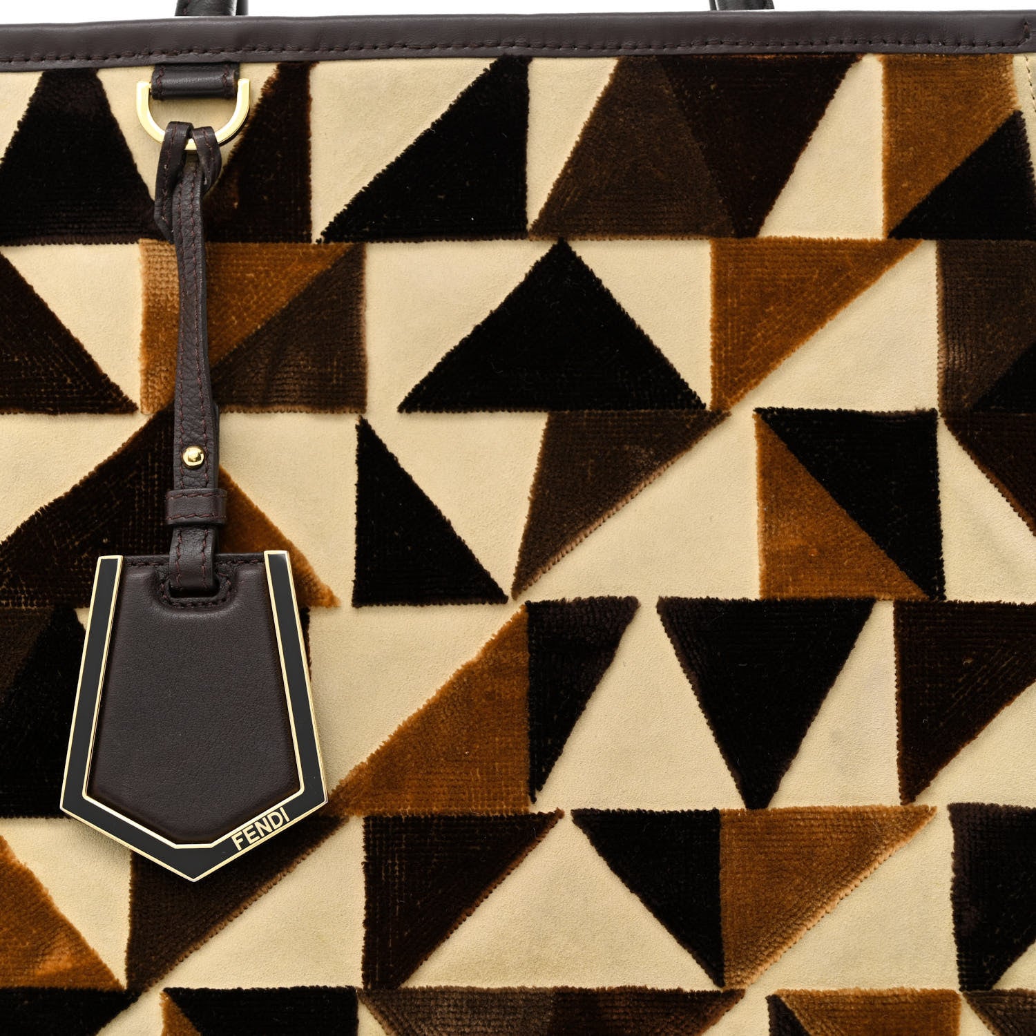 Fendi Velvet Vitello Geometric Print 2Jours Tote Multicolor Ebano Black 8 of 13