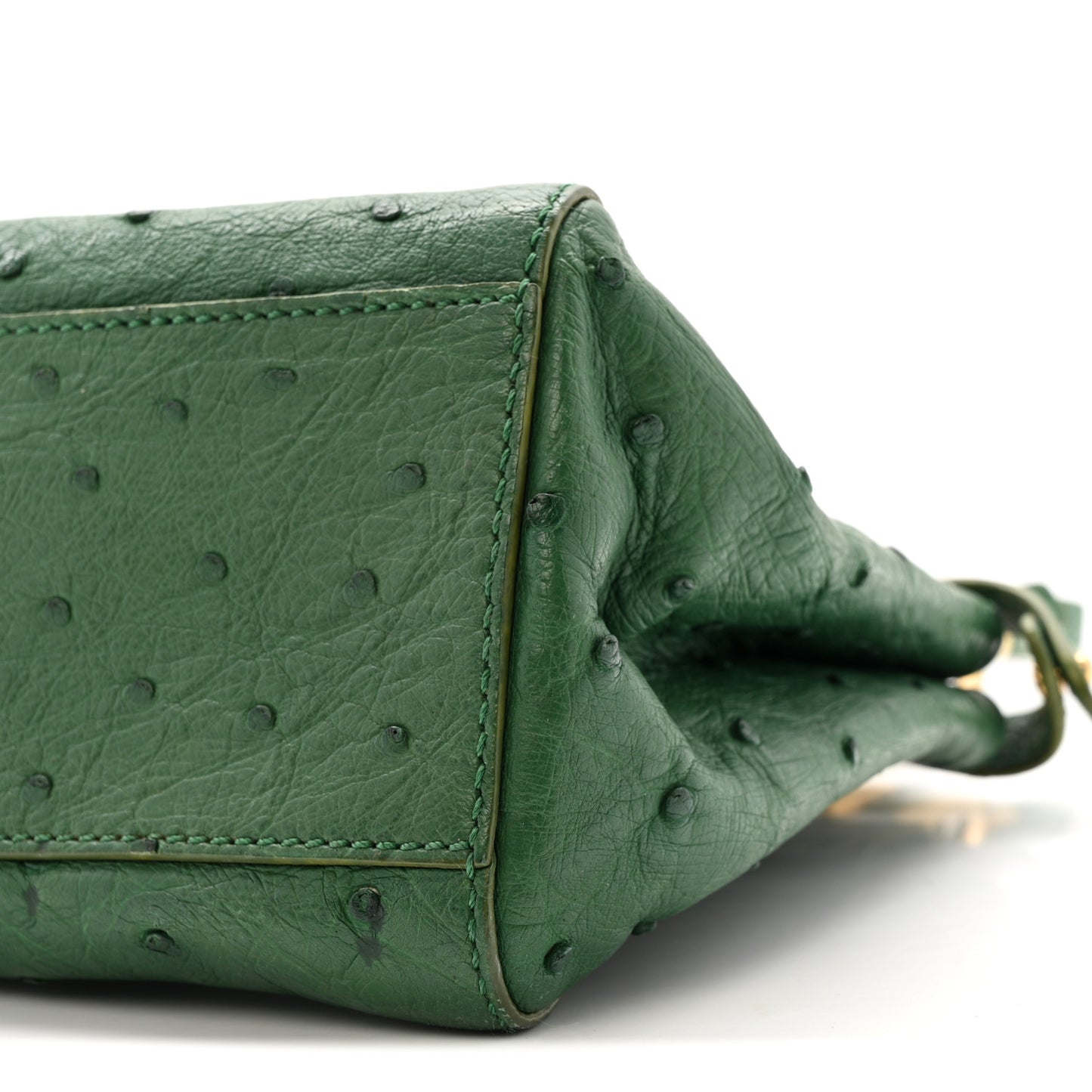 Ostrich Shiny Nappa Mini Peekaboo I SEE U Satchel Green