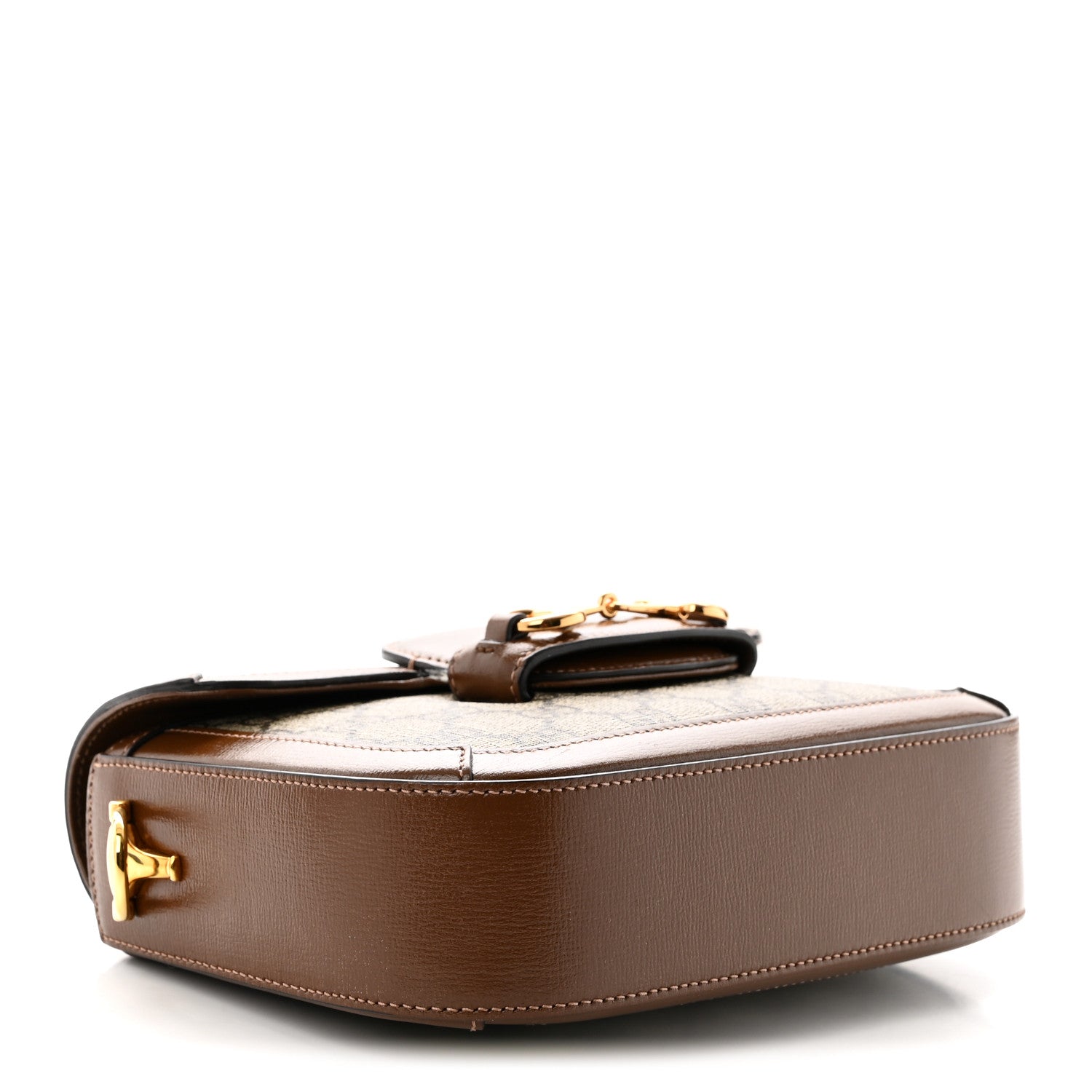 Gucci GG Supreme Monogram Azalea Calfskin Web Mini Horsebit 1955 Shoulder Bag Beige Ebony Brown Sugar 4 of 10