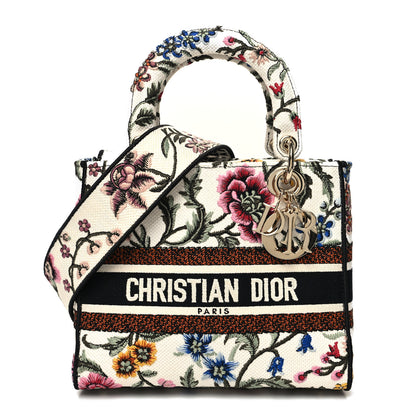 Christian Dior Canvas Petites Fleurs Embroidered Medium Lady D-Lite White Multicolor 1 of 11