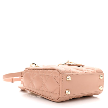 Christian Dior Lambskin Cannage Micro Lady Dior Rose Des Vents 4 of 11