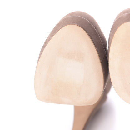 Chanel Suede CC Cap Toe Pumps 37.5 Beige 9 of 13