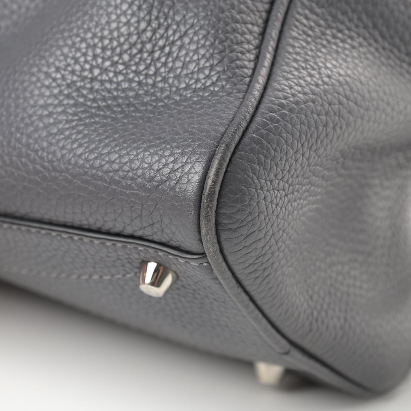 Pebbled Calfskin Gotham Bauletto Satchel Grey