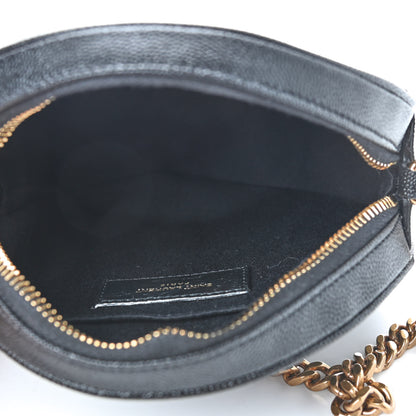 Saint Laurent Grain De Poudre Matelasse Chevron Quilted Round Vinyle Camera Bag Black 5 of 8