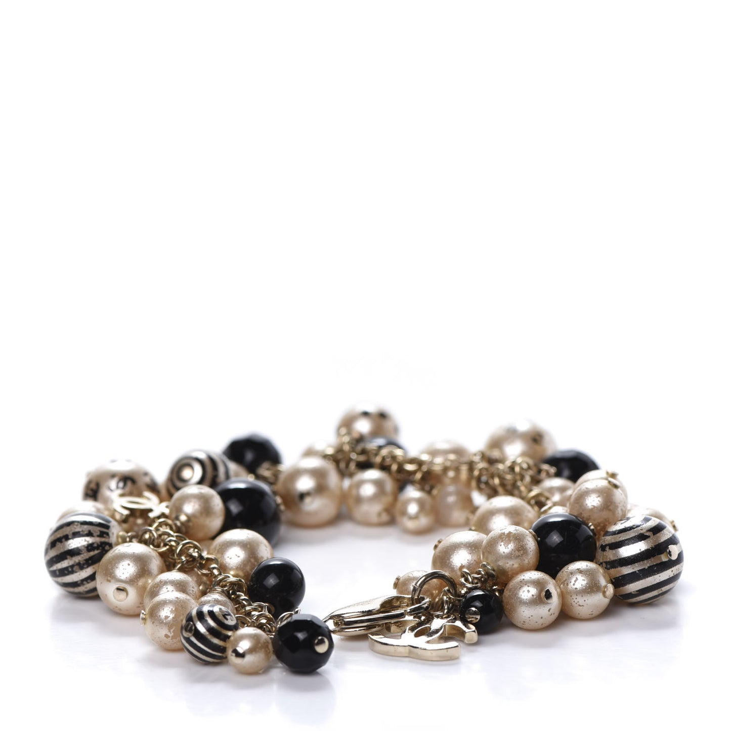 Painted Pearl CC Coco Bracelet Black Gold